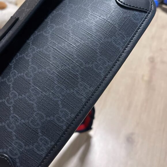 Gucci crossbody bag with webbing shoulder strap, black. - Picture 5 of 7